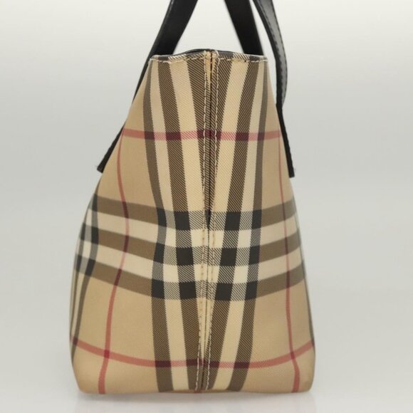 BURBERRY Nova Check Hand Bag PVC Beige Silver Auth - Picture 10 of 16